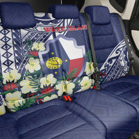 Wake Island Back Car Seat Cover Tribal Pattern With Hibiscus Flowers