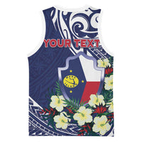 Personalised Wake Island Basketball Jersey Tribal Pattern With Hibiscus Flowers