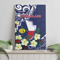 Wake Island Canvas Wall Art Tribal Pattern With Hibiscus Flowers