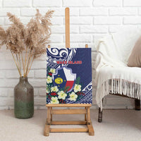 Wake Island Canvas Wall Art Tribal Pattern With Hibiscus Flowers