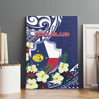 Wake Island Canvas Wall Art Tribal Pattern With Hibiscus Flowers