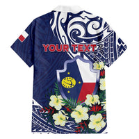 Personalised Wake Island Family Matching Short Sleeve Bodycon Dress and Hawaiian Shirt Tribal Pattern With Hibiscus Flowers LT05 - Polynesian Pride