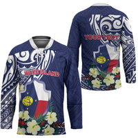 Personalised Wake Island Hockey Jersey Tribal Pattern With Hibiscus Flowers LT05 - Polynesian Pride