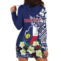 Personalised Wake Island Hoodie Dress Tribal Pattern With Hibiscus Flowers LT05 - Polynesian Pride