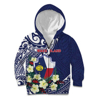 Personalised Wake Island Kid Hoodie Tribal Pattern With Hibiscus Flowers