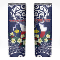 Personalised Wake Island Skinny Tumbler Tribal Pattern With Hibiscus Flowers