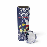 Personalised Wake Island Skinny Tumbler Tribal Pattern With Hibiscus Flowers