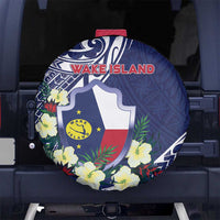 Wake Island Spare Tire Cover Tribal Pattern With Hibiscus Flowers