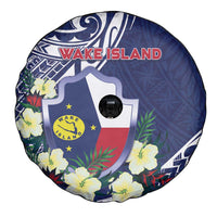 Wake Island Spare Tire Cover Tribal Pattern With Hibiscus Flowers