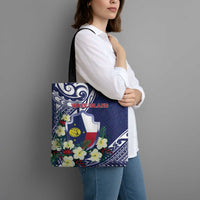 Wake Island Tote Bag Tribal Pattern With Hibiscus Flowers