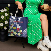 Wake Island Tote Bag Tribal Pattern With Hibiscus Flowers