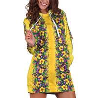 Aloha Hawaii Mardi Gras Hoodie Dress Gold Style