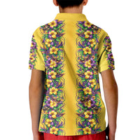 Aloha Hawaii Mardi Gras Kid Polo Shirt Gold Style