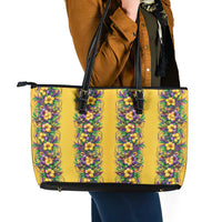 Aloha Hawaii Mardi Gras Leather Tote Bag Gold Style LT05 - Polynesian Pride