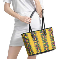 Aloha Hawaii Mardi Gras Leather Tote Bag Gold Style LT05 - Polynesian Pride