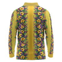Aloha Hawaii Mardi Gras Long Sleeve Polo Shirt Gold Style