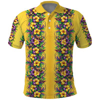 Aloha Hawaii Mardi Gras Polo Shirt Gold Style