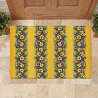 Aloha Hawaii Mardi Gras Rubber Doormat Gold Style