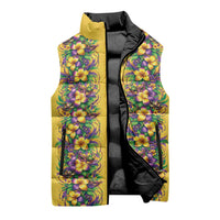 Aloha Hawaii Mardi Gras Sleeveless Puffer Jacket Gold Style