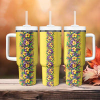 Aloha Hawaii Mardi Gras Tumbler With Handle Gold Style