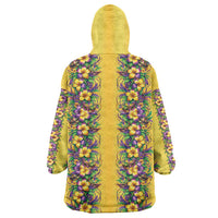 Aloha Hawaii Mardi Gras Wearable Blanket Hoodie Gold Style