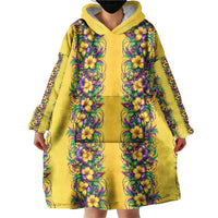 Aloha Hawaii Mardi Gras Wearable Blanket Hoodie Gold Style