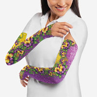 Hawaii Mardi Gras Arm Sleeves Plumeria Lei Beads Glitter Style