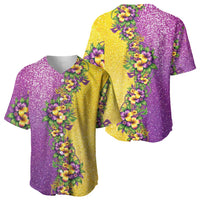 Hawaii Mardi Gras Baseball Jersey Plumeria Lei Beads Glitter Style