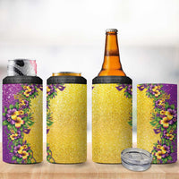 Hawaii Mardi Gras 4 in 1 Can Cooler Tumbler Plumeria Lei Beads Glitter Style