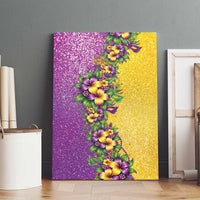 Hawaii Mardi Gras Canvas Wall Art Plumeria Lei Beads Glitter Style