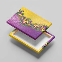 Hawaii Mardi Gras Canvas Wall Art Plumeria Lei Beads Glitter Style