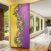 Hawaii Mardi Gras Door Cover Plumeria Lei Beads Glitter Style