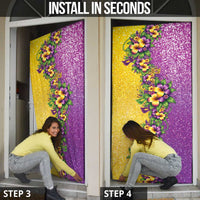 Hawaii Mardi Gras Door Cover Plumeria Lei Beads Glitter Style