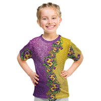 Hawaii Mardi Gras Kid T Shirt Plumeria Lei Beads Glitter Style LT05 Colorful - Polynesian Pride