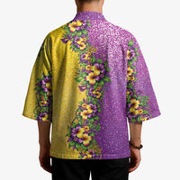 Hawaii Mardi Gras Kimono Plumeria Lei Beads Glitter Style