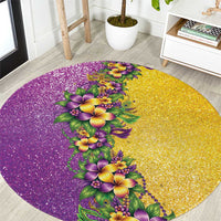 Hawaii Mardi Gras Round Carpet Plumeria Lei Beads Glitter Style