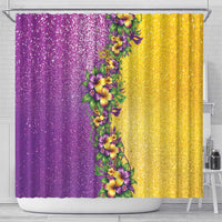 Hawaii Mardi Gras Shower Curtain Plumeria Lei Beads Glitter Style