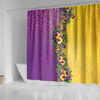 Hawaii Mardi Gras Shower Curtain Plumeria Lei Beads Glitter Style