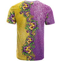 Hawaii Mardi Gras T Shirt Plumeria Lei Beads Glitter Style