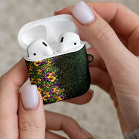 Hawaii Mardi Gras AirPods Case Tropical Flowers Glitter Style