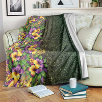 Hawaii Mardi Gras Blanket Tropical Flowers Glitter Style