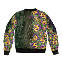 Hawaii Mardi Gras Bomber Jacket Tropical Flowers Glitter Style