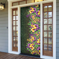 Hawaii Mardi Gras Door Cover Tropical Flowers Glitter Style