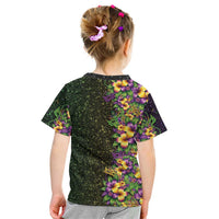 Hawaii Mardi Gras Kid T Shirt Tropical Flowers Glitter Style