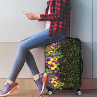 Hawaii Mardi Gras Luggage Cover Tropical Flowers Glitter Style