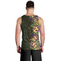 Hawaii Mardi Gras Men Tank Top Tropical Flowers Glitter Style