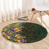 Hawaii Mardi Gras Round Carpet Tropical Flowers Glitter Style LT05 - Polynesian Pride