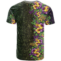 Hawaii Mardi Gras T Shirt Tropical Flowers Glitter Style LT05 - Polynesian Pride