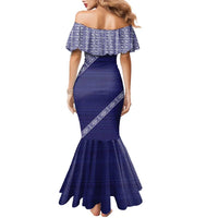 Tonga Queen Salote College Family Matching Mermaid Dress and Hawaiian Shirt 100 Years Anniversary Navy Color