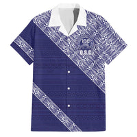 Tonga Queen Salote College Family Matching Short Sleeve Bodycon Dress and Hawaiian Shirt 100 Years Anniversary Navy Color